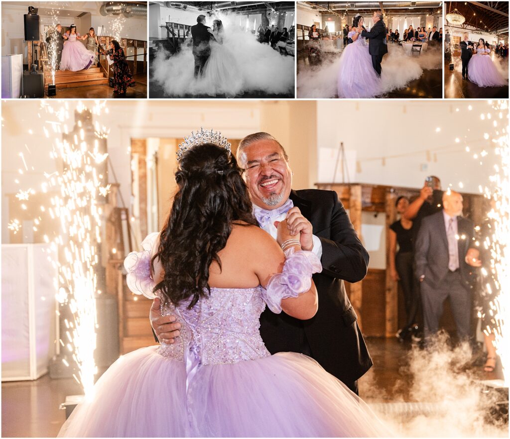 quinceañera entrance and dancing with her dad at the foxglove marietta
