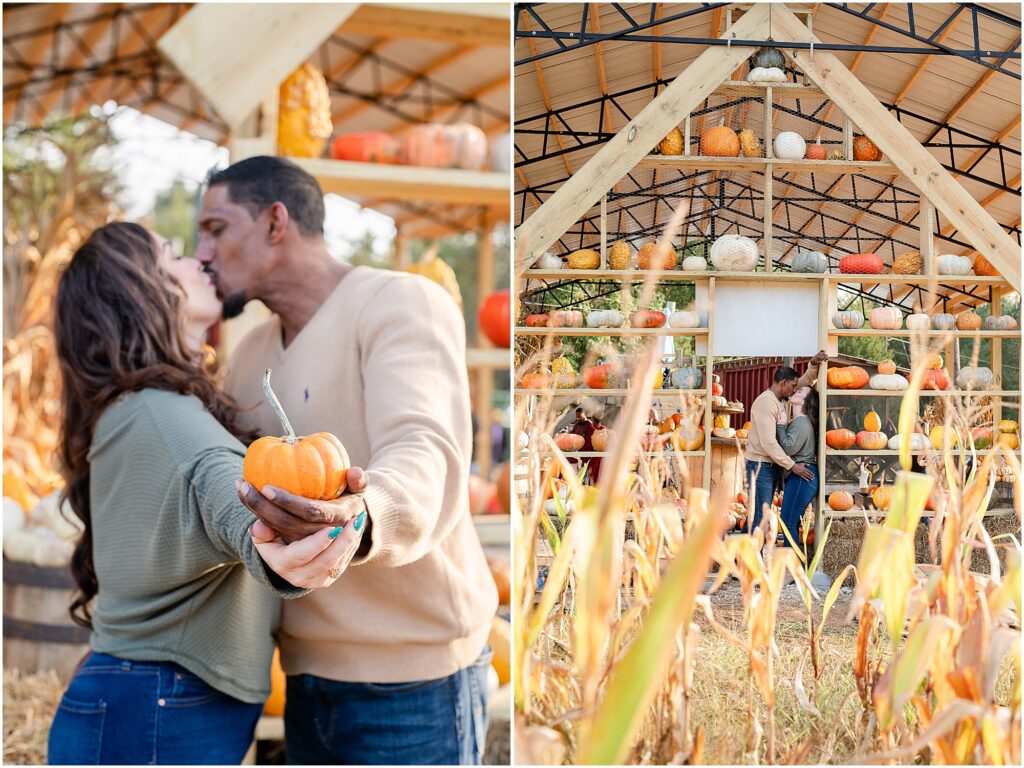 Engagement sessions with pumpkins