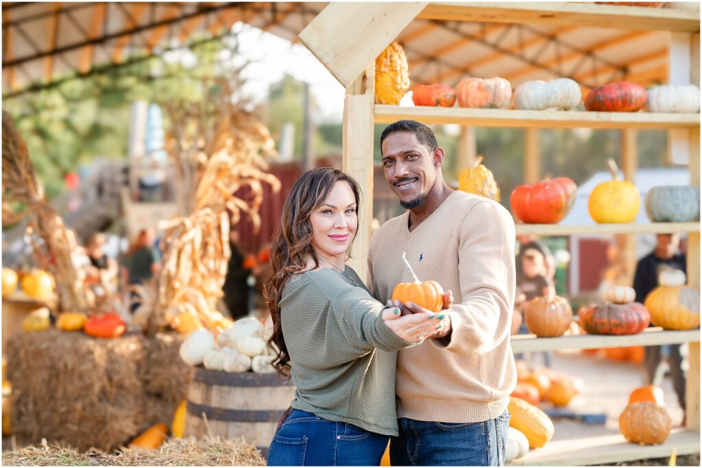 A Fall Engagement Session with pumkins
