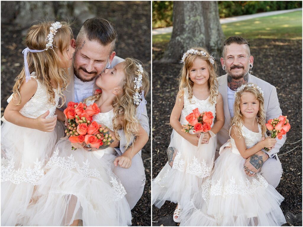 groom and flower girls