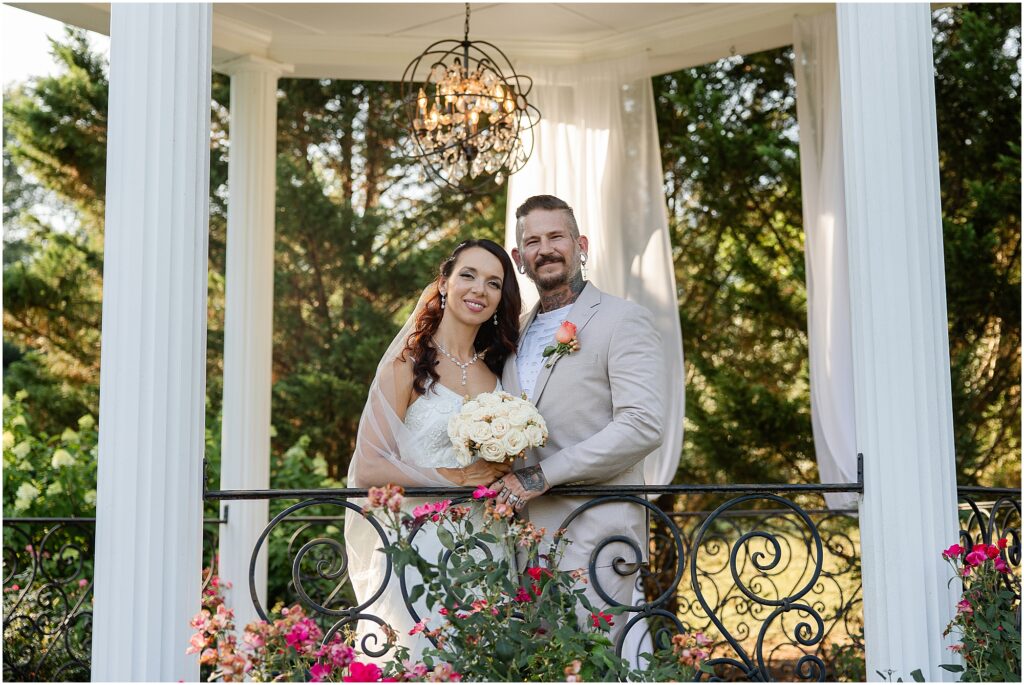 gazebo bride and groom